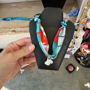 Colorful Hermes Silk Scarf Necklace